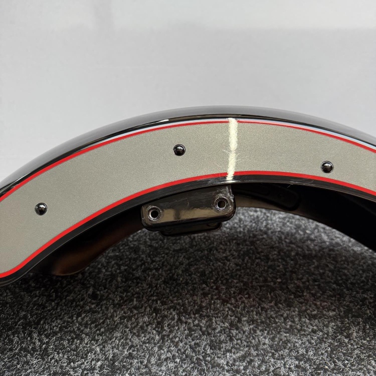 Indian Scout front fender / mudguard in gloss black and grey with red pinstripe